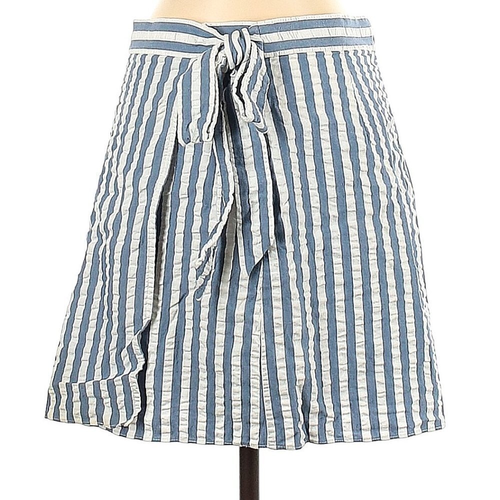 J.Crew Women's Striped Wrap Bow Tie Cotton Casual Short Mini Skirt, Sz 4